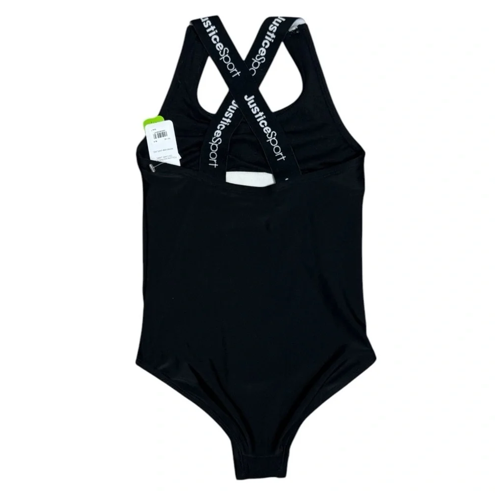 Justice Girls’ size 7 black rainbow one piece swimsuit Justice Sport